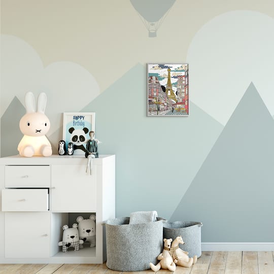 Stupell Industries Patchwork Pattern Paris Gray Framed Wall Art